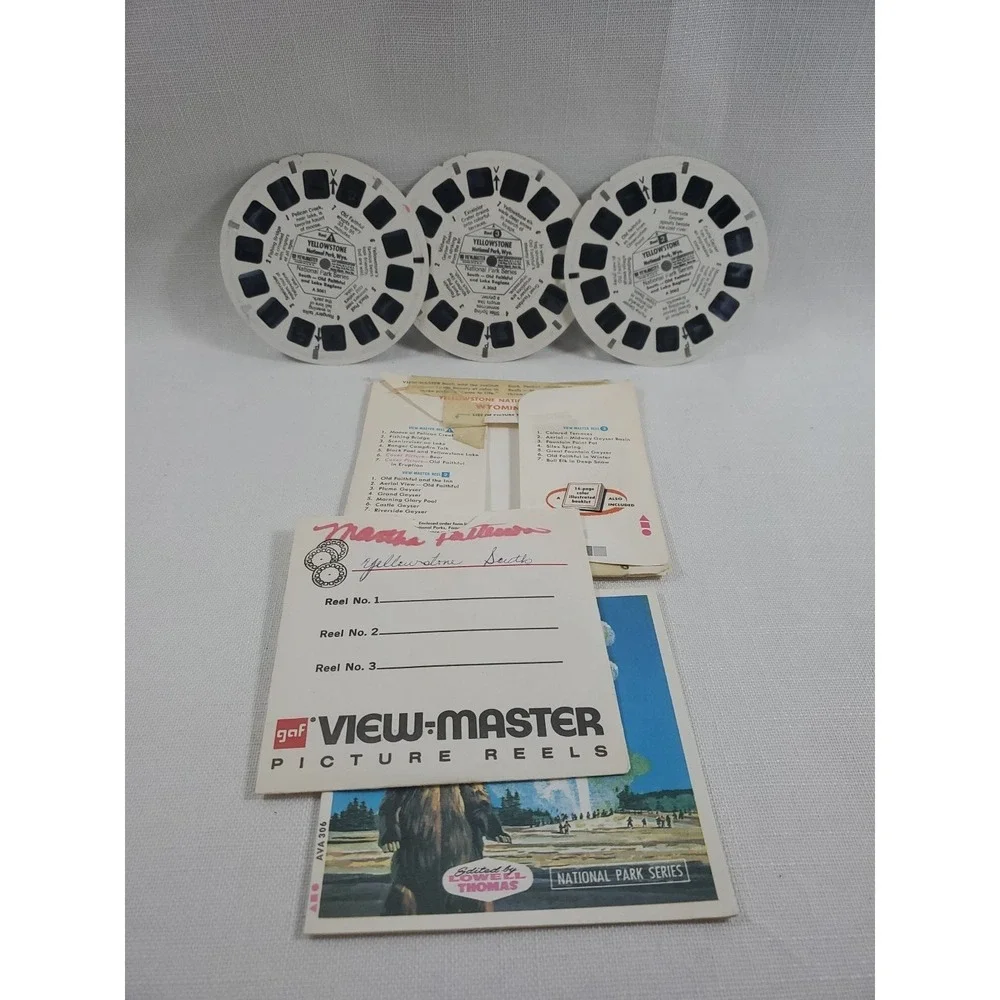 Vintage • View Master 3-D Tour- Yellowstone National Park - 3 Reels/21 Pictures